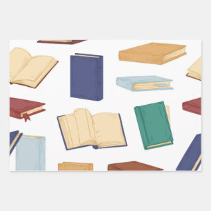 Book pattern wrapping paper sheet