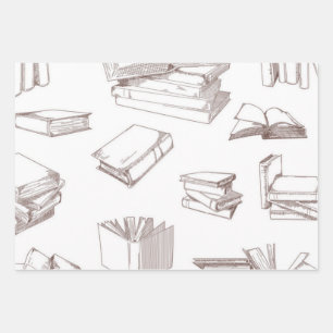 Book pattern wrapping paper sheet