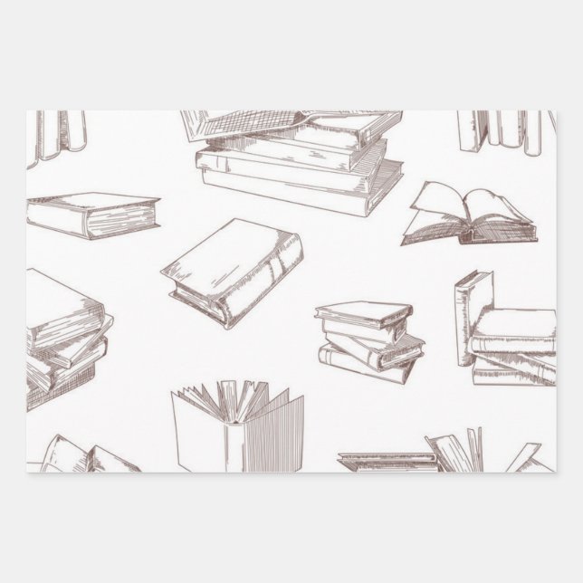 Book pattern wrapping paper sheet (Front)