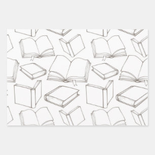 Book pattern wrapping paper sheet