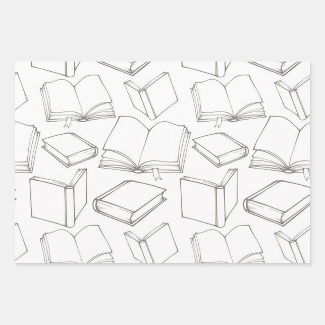 Book pattern wrapping paper sheet (Front)