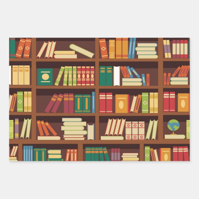 Book pattern wrapping paper sheet (Front)