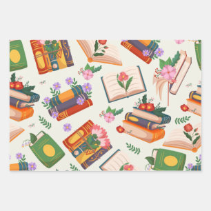 Book pattern wrapping paper sheet