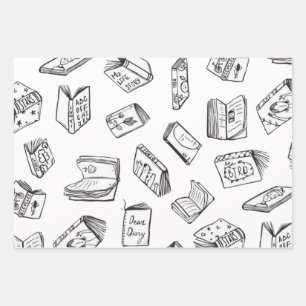 Book pattern wrapping paper sheet