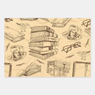 Book pattern wrapping paper sheet