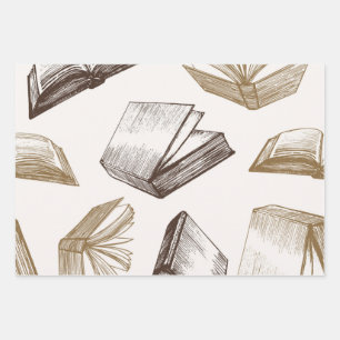 Book pattern wrapping paper sheet