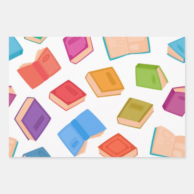 Book pattern wrapping paper sheet (Front)