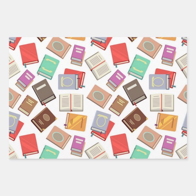 Book pattern wrapping paper sheet (Front)