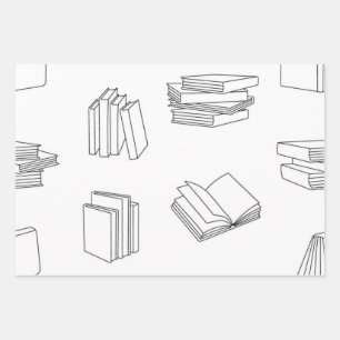 Book pattern wrapping paper sheet