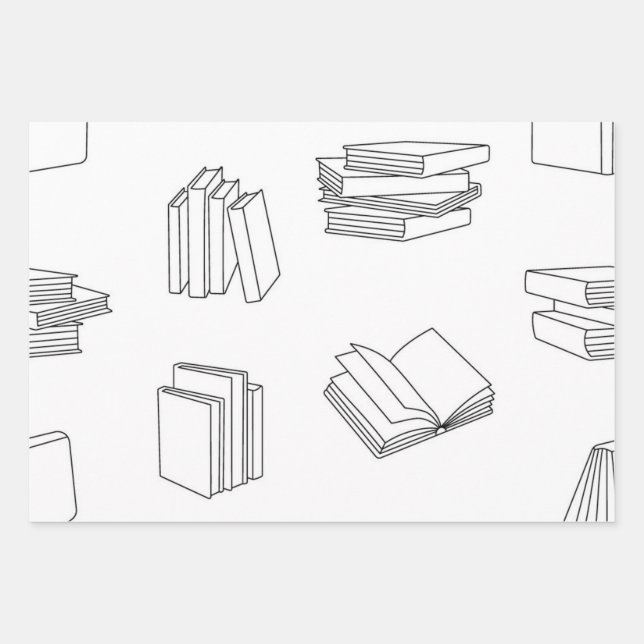 Book pattern wrapping paper sheet (Front)