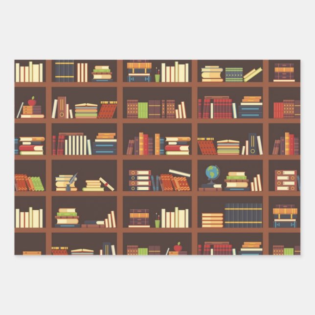 Book pattern wrapping paper sheet (Front)