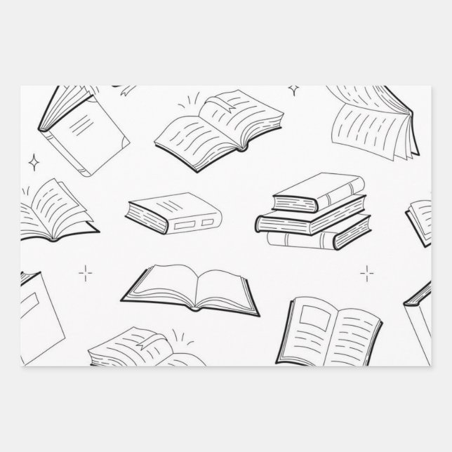 Book pattern wrapping paper sheet (Front)