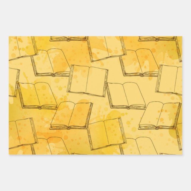 Book pattern wrapping paper sheet (Front)