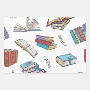 Book pattern wrapping paper sheet