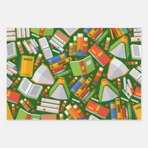 Book pattern wrapping paper sheet