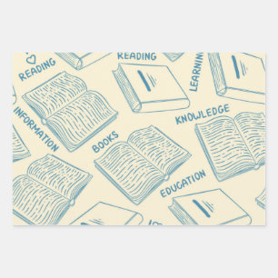 Book pattern wrapping paper sheet