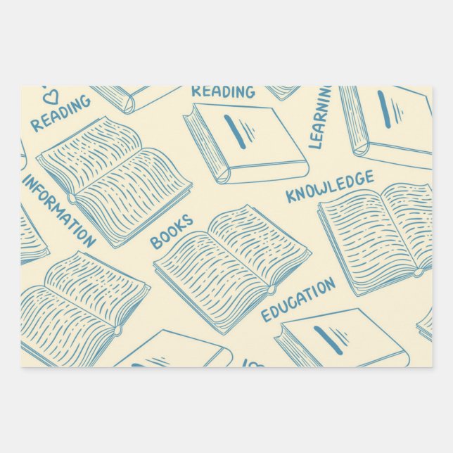 Book pattern wrapping paper sheet (Front)