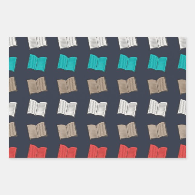 Book pattern wrapping paper sheet (Front)