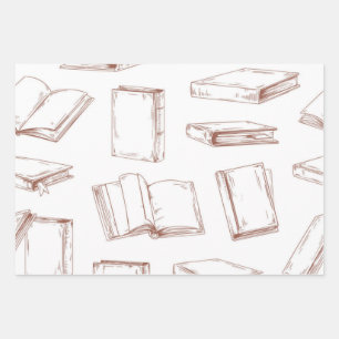 Book pattern wrapping paper sheet