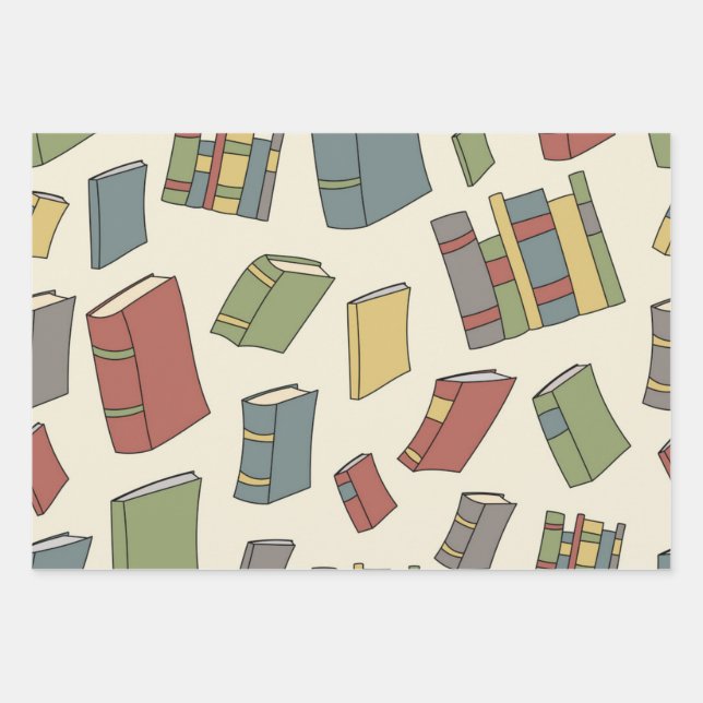 Book pattern wrapping paper sheet (Front)
