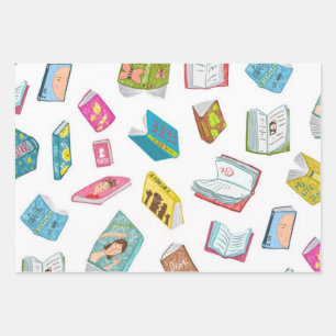 Book pattern wrapping paper sheet