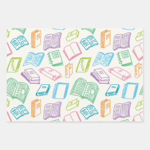 Book pattern wrapping paper sheet