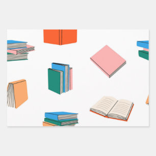 Book pattern wrapping paper sheet