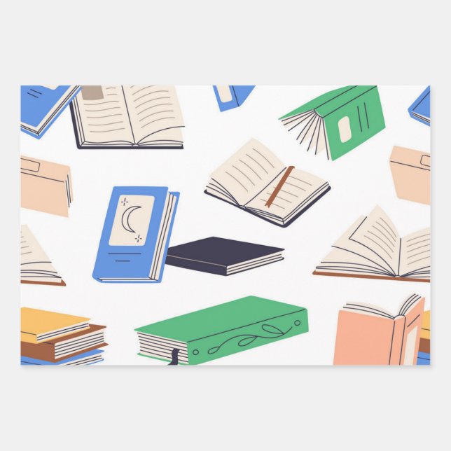 Book pattern wrapping paper sheet (Front)