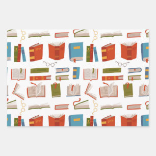 Book pattern wrapping paper sheet