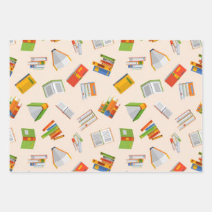 Book pattern wrapping paper sheet