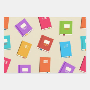 Book pattern wrapping paper sheet