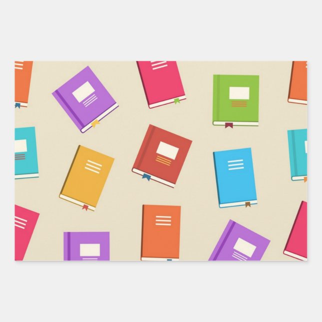 Book pattern wrapping paper sheet (Front)