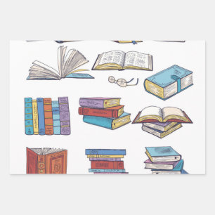 Book pattern wrapping paper sheet
