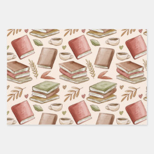 Book pattern wrapping paper sheet