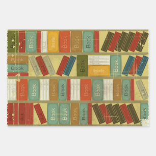 Book pattern wrapping paper sheet