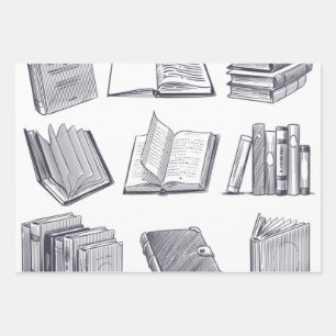 Book pattern wrapping paper sheet