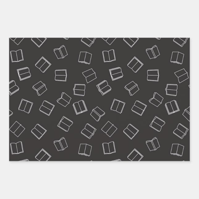 Book pattern wrapping paper sheet (Front)