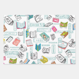 Book pattern wrapping paper sheet
