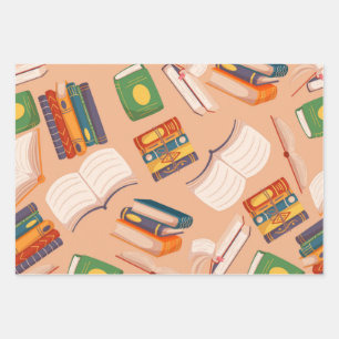 Book pattern wrapping paper sheet