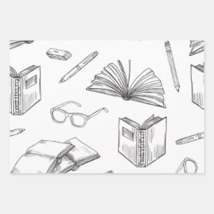 Book pattern wrapping paper sheet