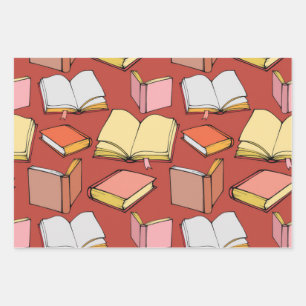 Book pattern wrapping paper sheet