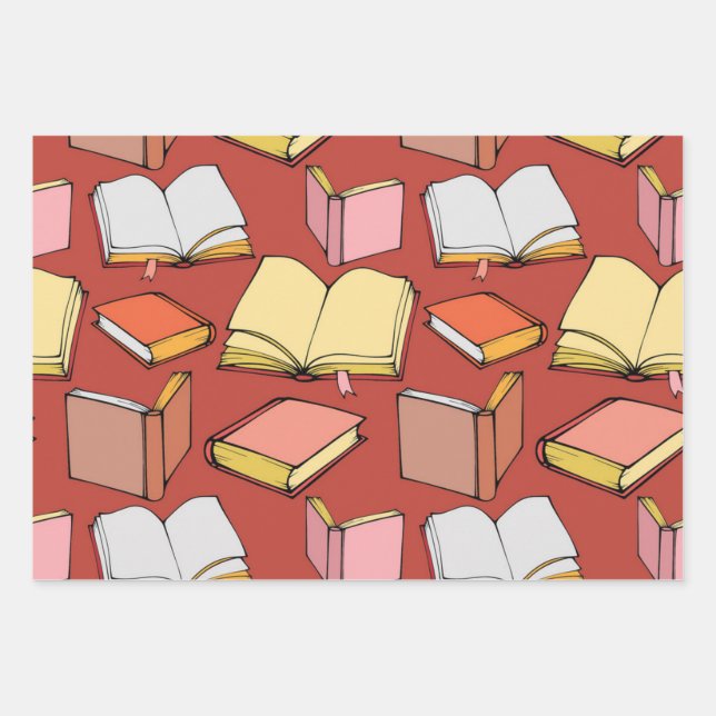 Book pattern wrapping paper sheet (Front)