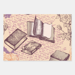 Book pattern wrapping paper sheet