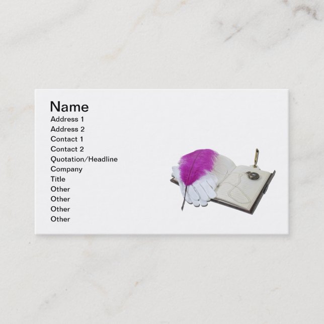 Book Pen Gloves Watch Business Card (Front)
