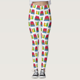 Book Pile Multi-Coloured Pattern Leggings