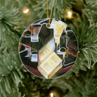 Book, Pipe and Glasses, Juan Gris, Vintage Cubism Ceramic Tree Decoration
