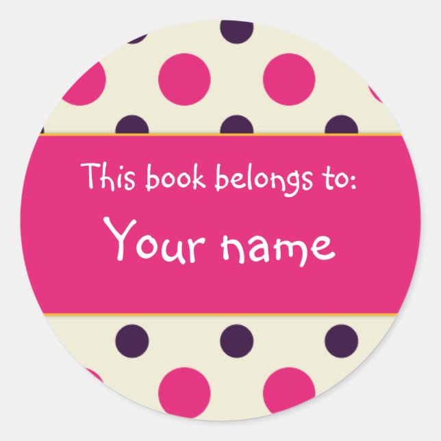 Book Plate - Customise with your name Classic Round Sticker (Front)