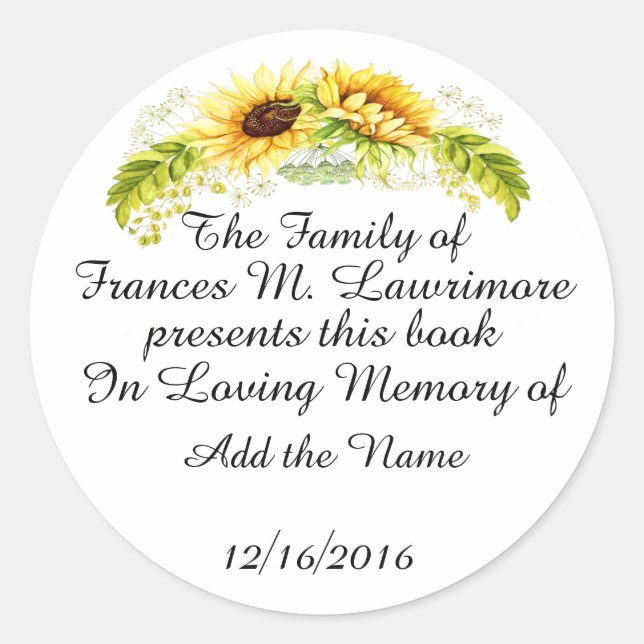 Book Plate In Memoriam Sticker (Front)