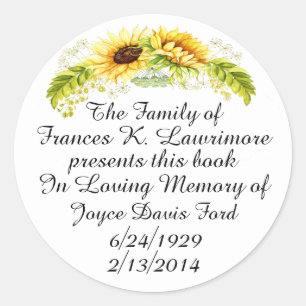 Book Plate In Memoriam Sticker
