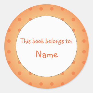 Book Plate - Polka Dot Design Classic Round Sticker